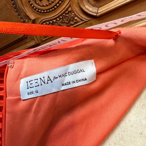 NWT Mac Duggal 26729 [12] Pleated Ruffled Cap Sleeve Cut Out Lace Up Gown Orange - Picture 10 of 12